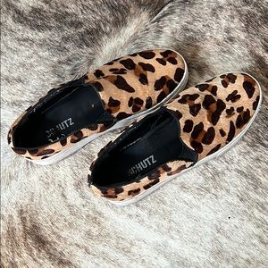 SCHUTZ Hair-on-Hide Leopard Print Slip Ons